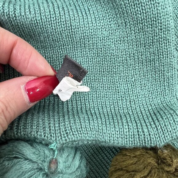 J. Crew Kid Wool Blend Chunky Scarf Pom Pom Hand Knit Seafoam Green 62 In 7.5 In - Picture 7 of 10